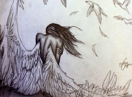 Рисунки ангелов карандашом