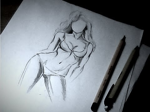 Женское тело рисунок карандашом