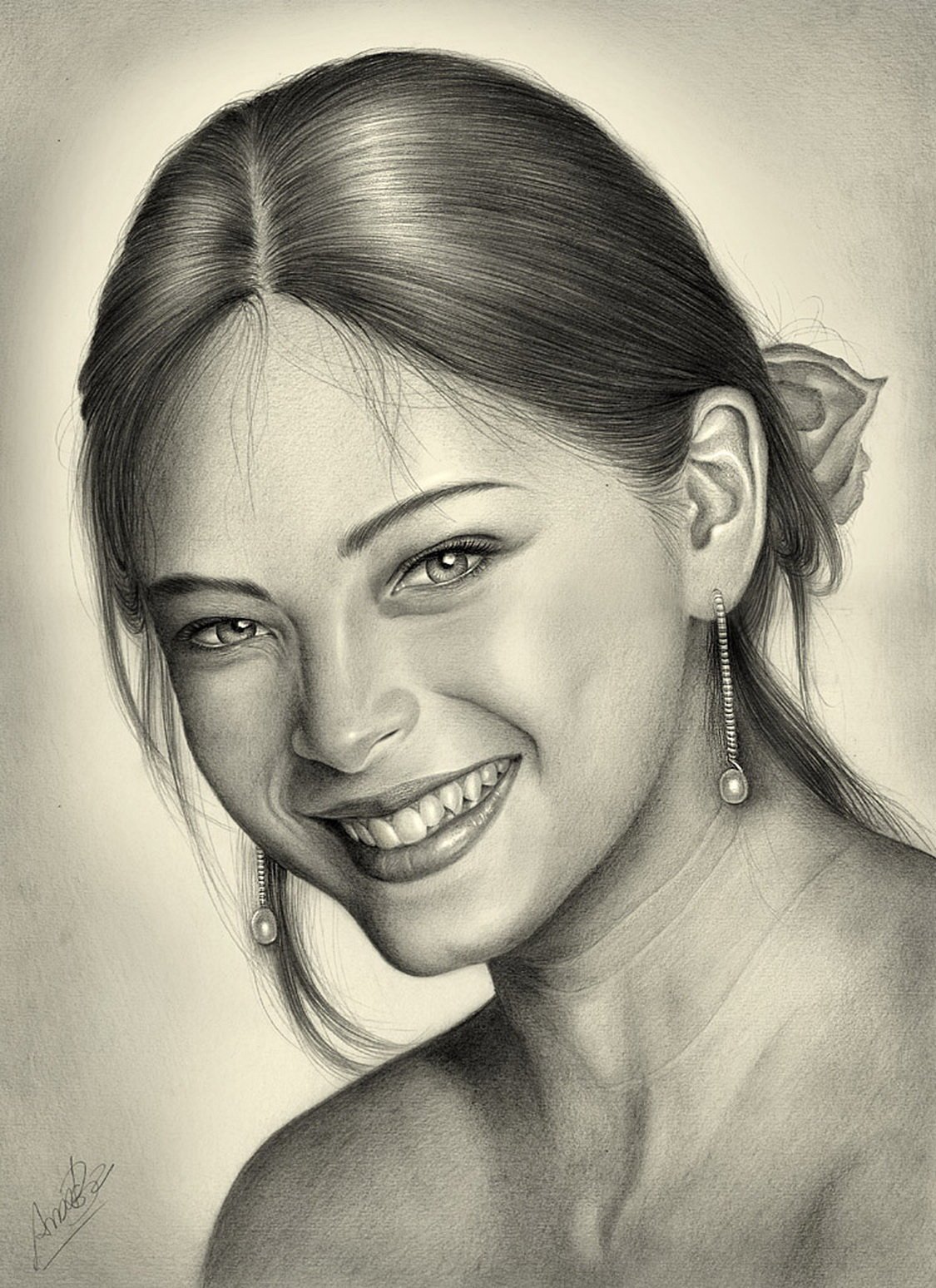 Джессика Альба портрет карандашом