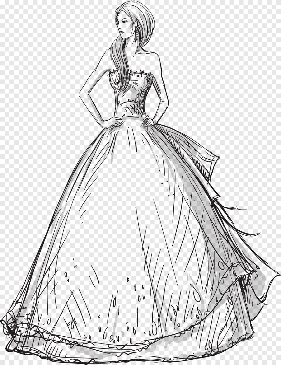Эскиз девушка пышном платье