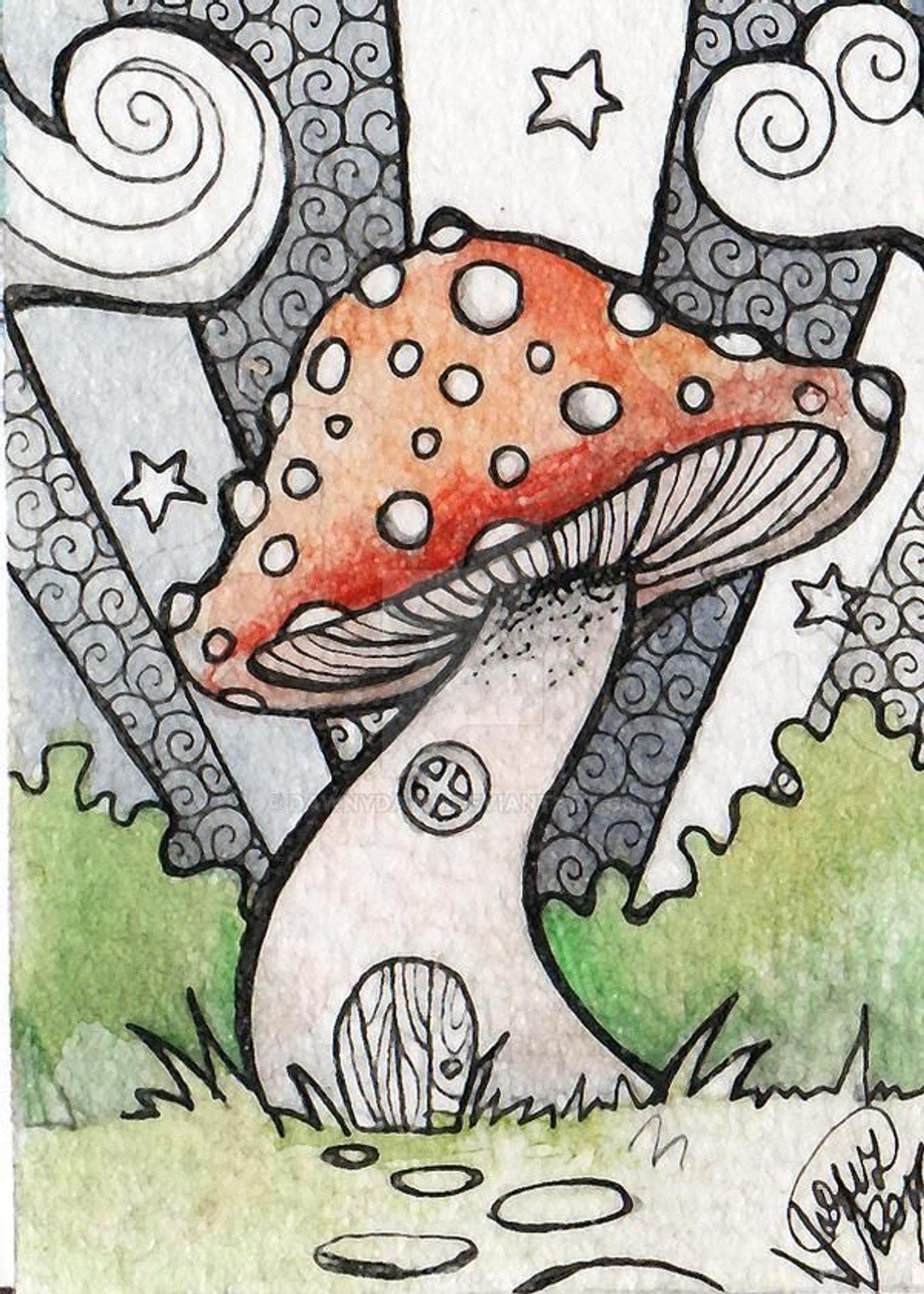 Хиппи искусство грибы