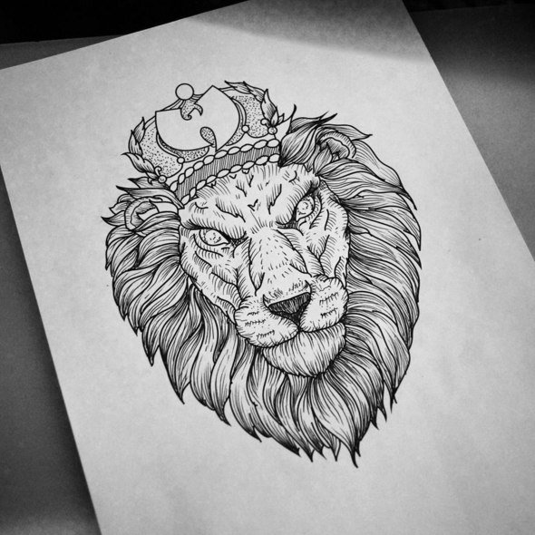 Лев тату эскиз