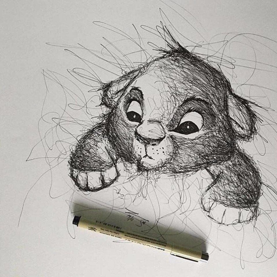 Рисунки животных ручкой