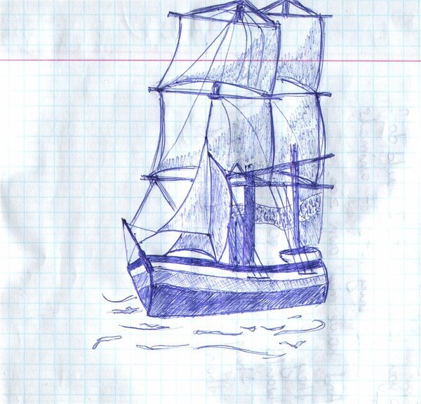 Корабль ручкой