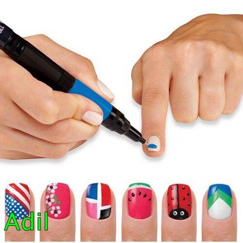 Рисование маркером на ногтях