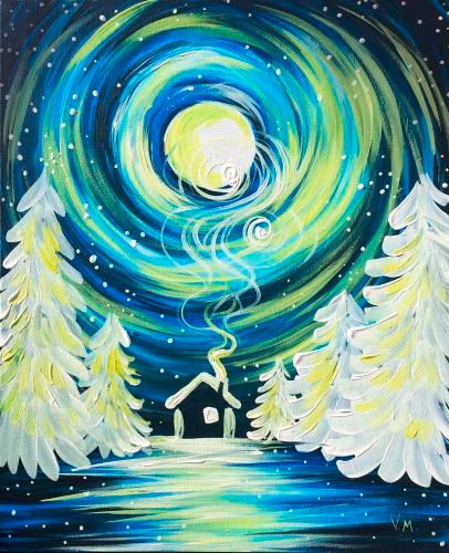 Зима гуашью для детей