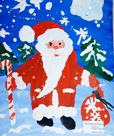 Портрет Деда Мороза карандашом