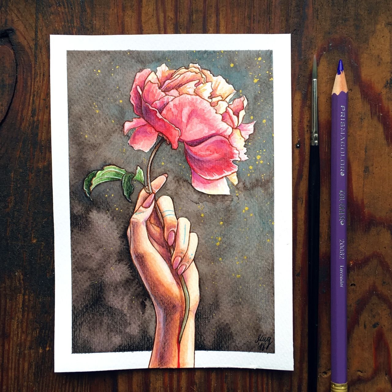Рисунки на руке гуашью цветы