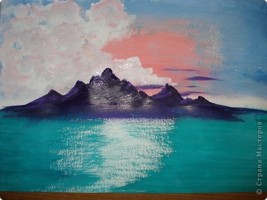 Горы гуашь правополушарное