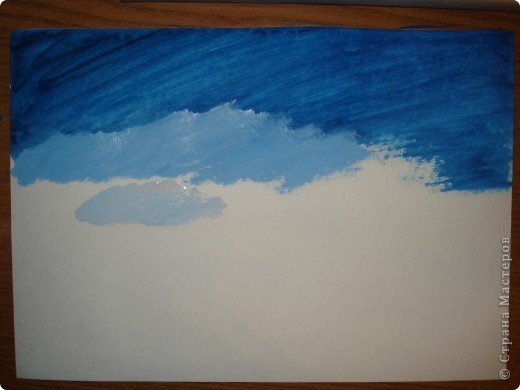 Весеннее небо гуашью