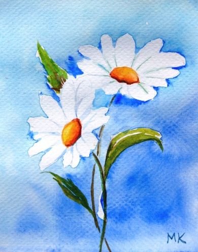 Ромашки акварельными карандашами