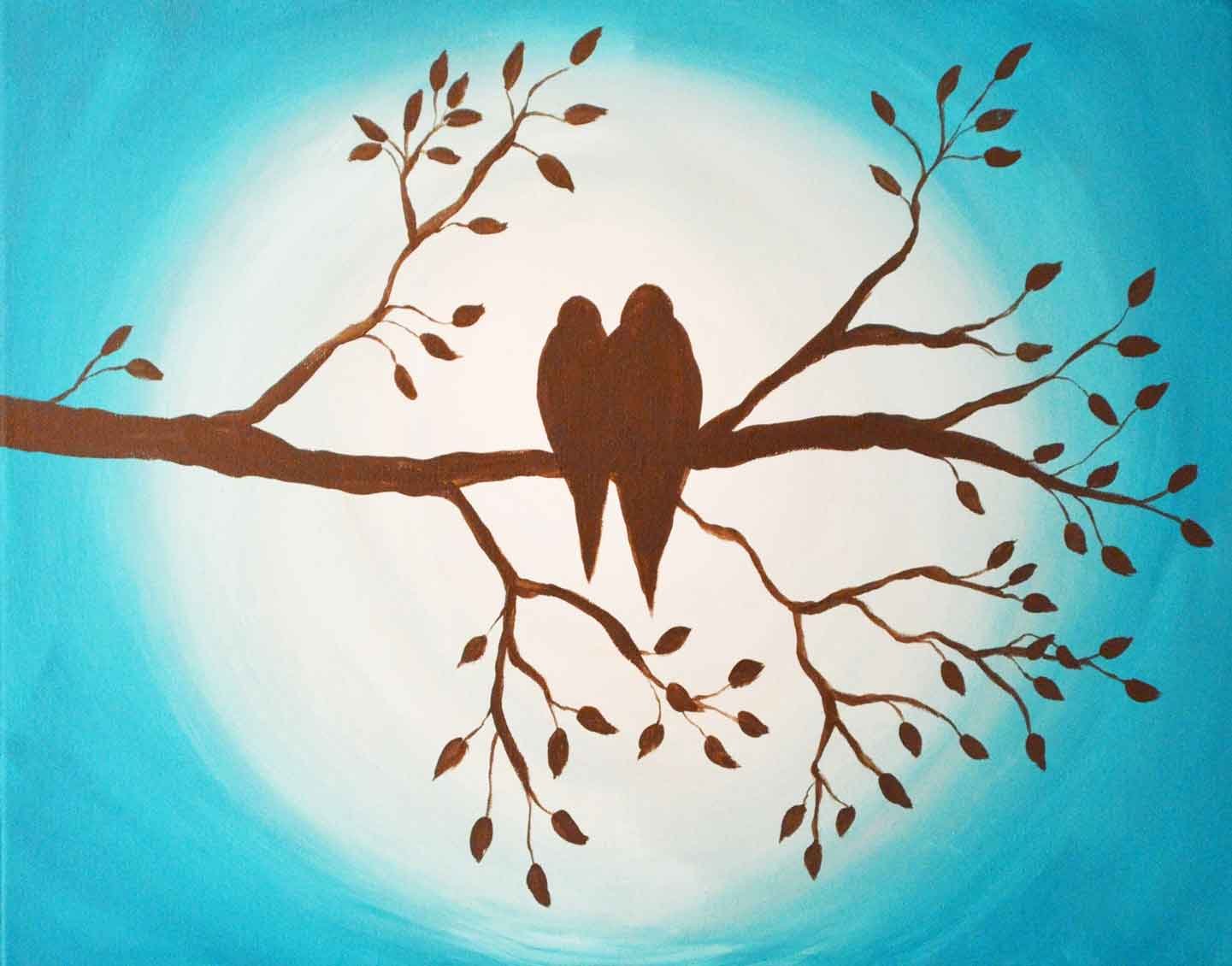 Рисование птица на дереве