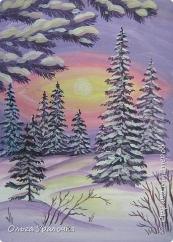 Рисунки зимы гуашью