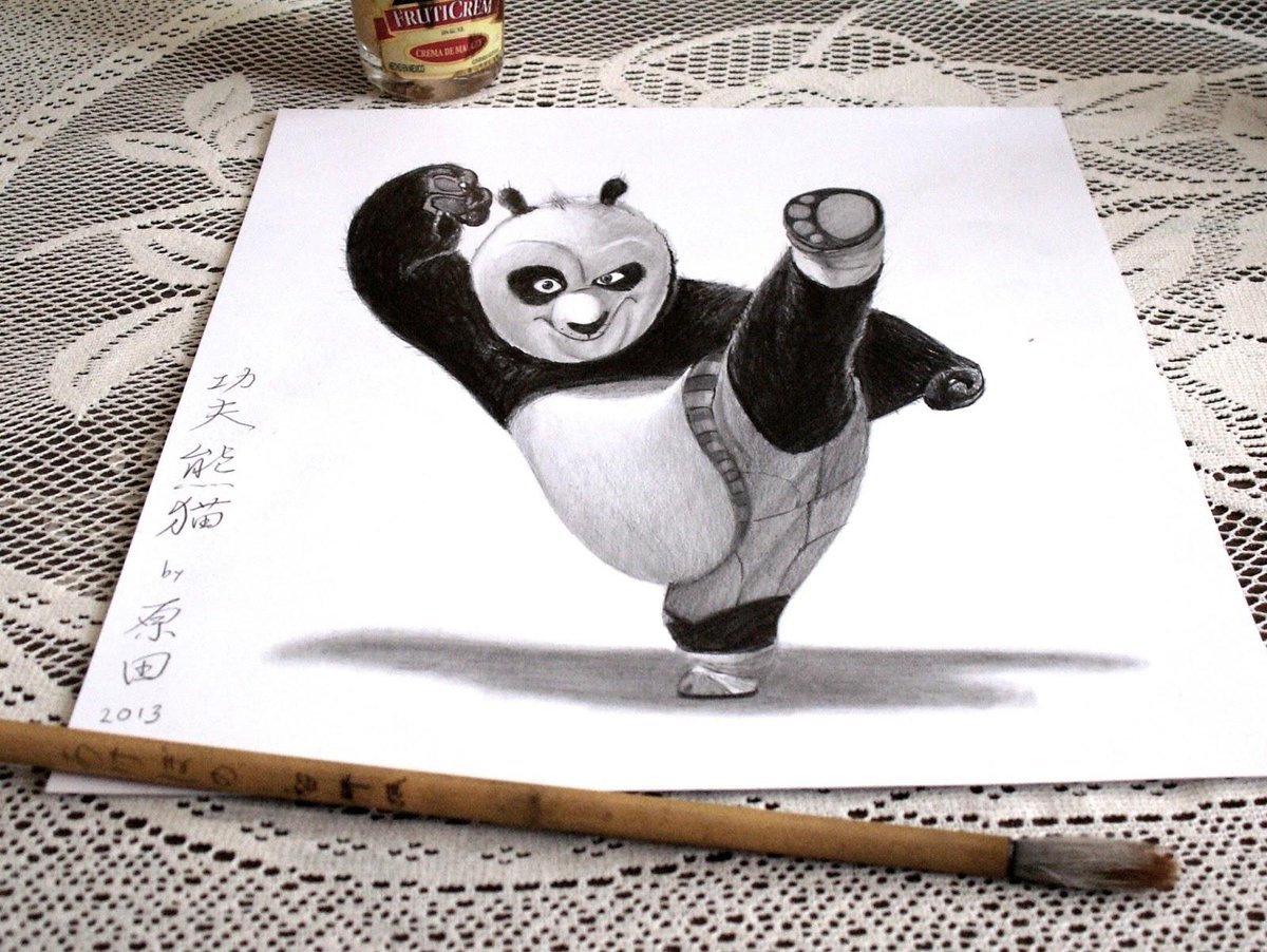 Кунфу Панда рисунок карандашом