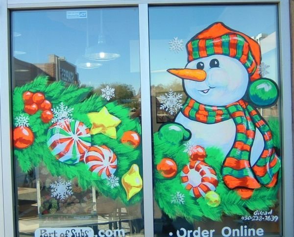 Снеговик гуашью