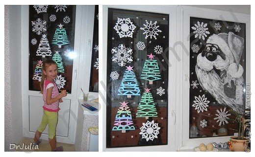 Новогодние рисунки на окнах