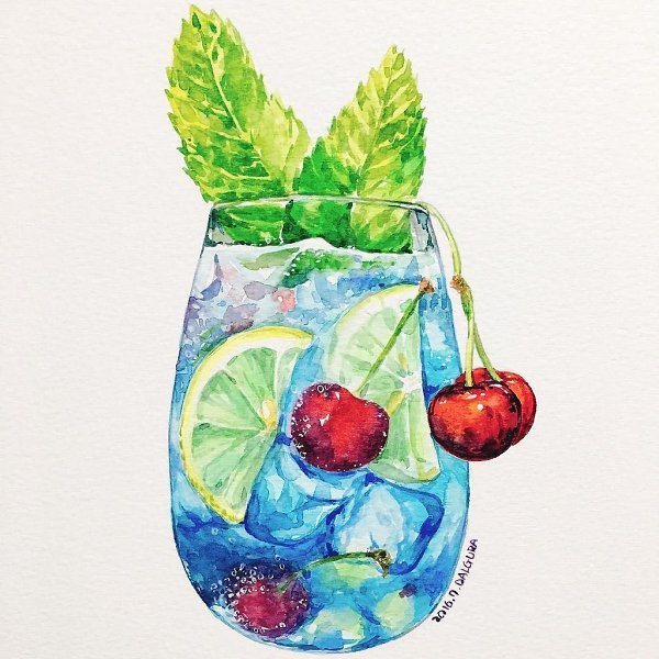 Скетчи акварелью фрукты