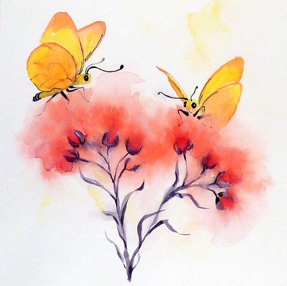 Бабочка красками