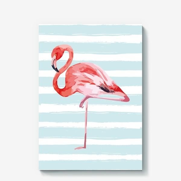 Фламинго акварелью