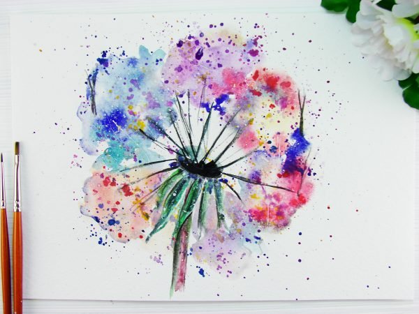 Одуванчики акварелью для начинающих