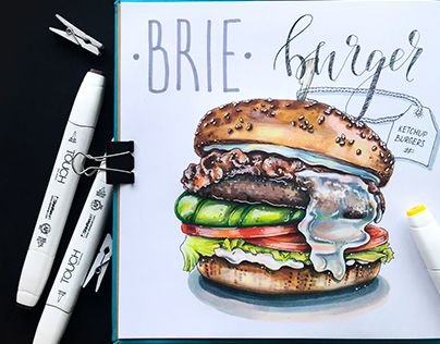 Бургер скетч маркерами