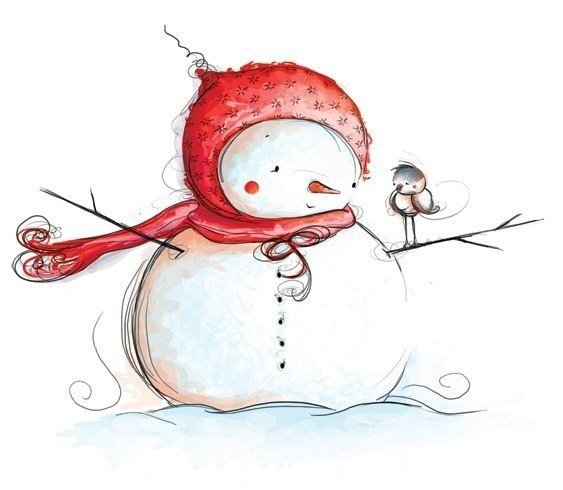 Милый Снеговик рисунок