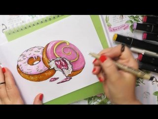 Пончики маркерами для скетчбука