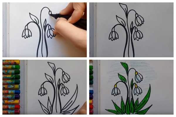 Подснежники рисунок фломастерами