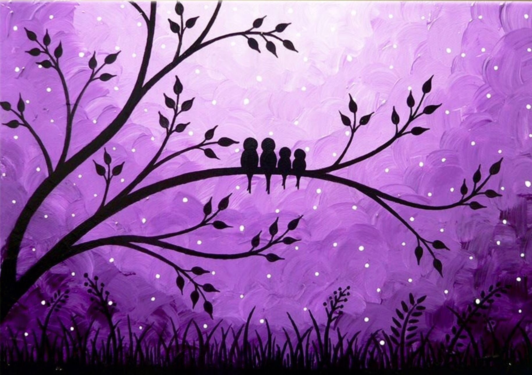 Фиолетовое дерево рисунок
