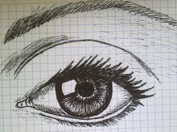 Глаз черной ручкой для начинающих