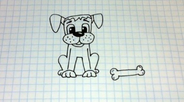 Рисование узоров по клеточкам в тетради карандашом собака