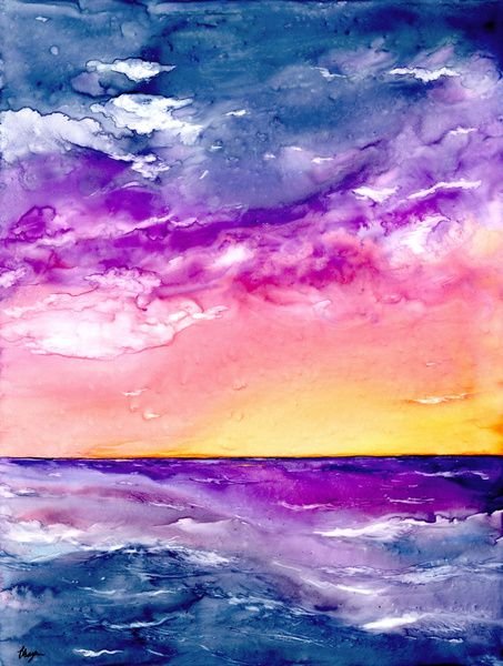 Море на акварельной бумаге