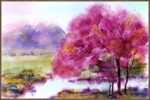 Пейзаж акварелью