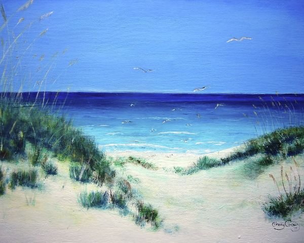 Морской пляж акварель