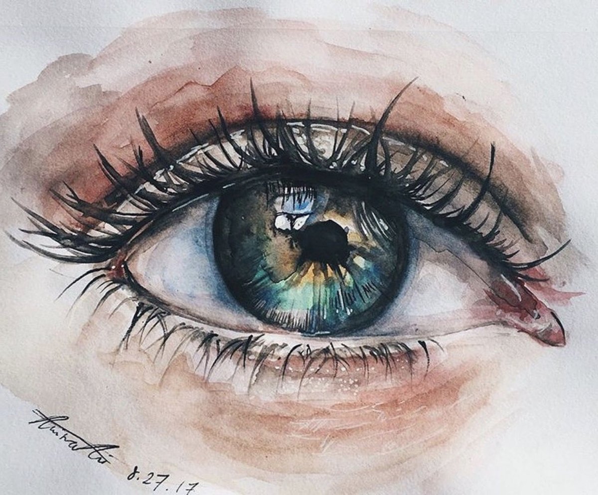 Рисование глаз акварелью