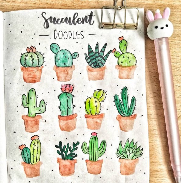 Мини карточки кактусы рисуночки