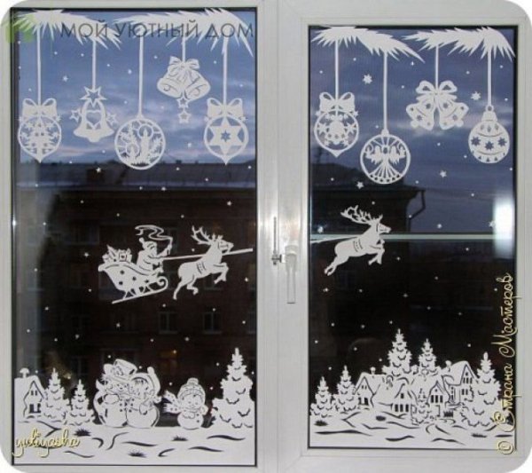 Новогодние рисунки на окнах