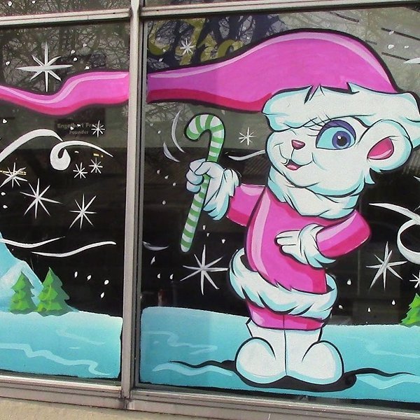 Новогодние узоры на окна гуашью