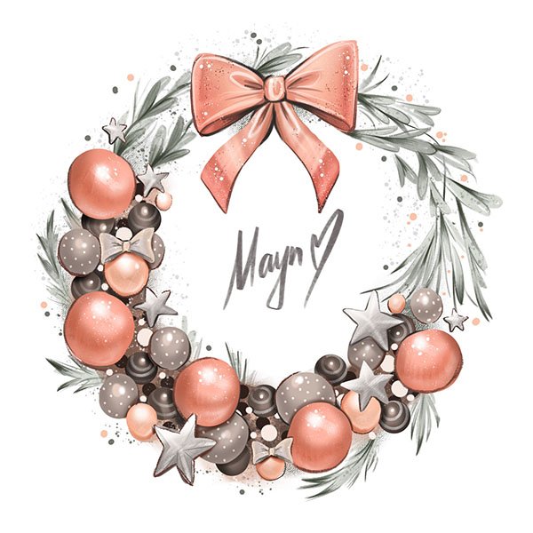 Рождественские венки акварель