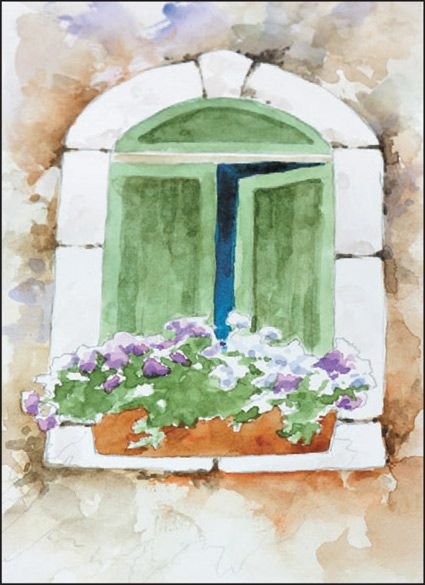 Кот на окне гуашью