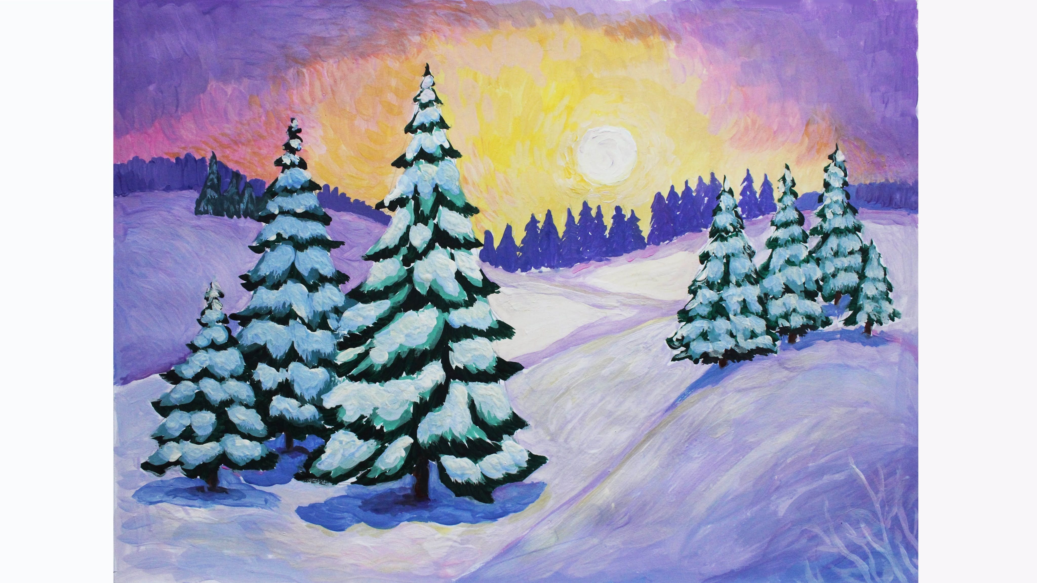 Зимний пейзаж класс. Зимний пейзаж для детей. Зима гуашью. Рисование зима. Зимний пейзаж красками для детей.