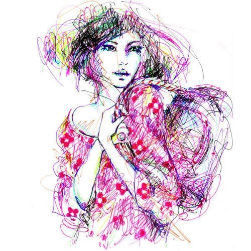 Девушка скетч цветной