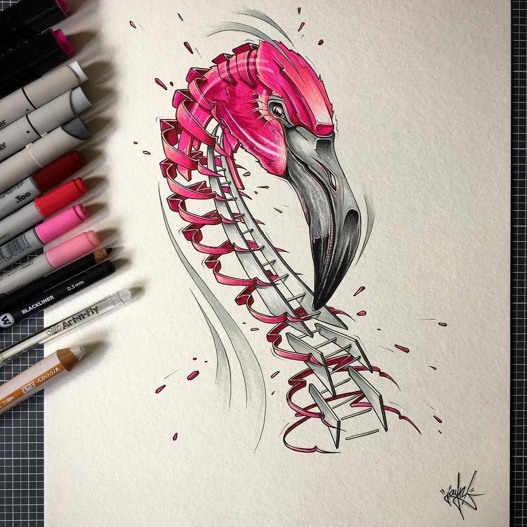 Фламинго гелевой ручкой