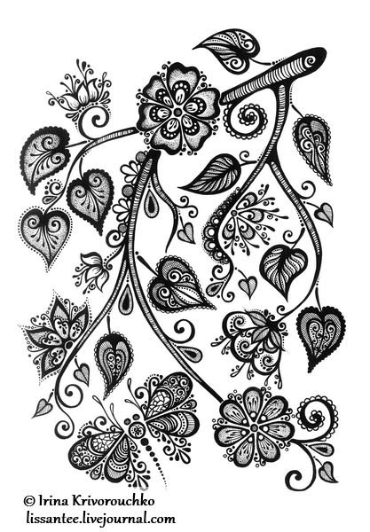 Цветочные узоры ручкой