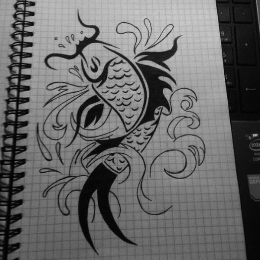 Тату черным фломастером