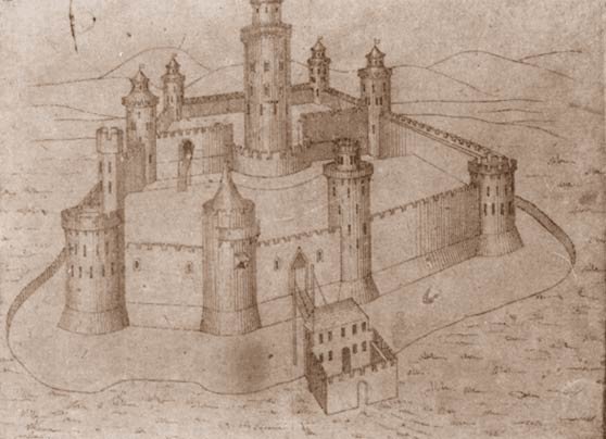 Замок феодала карандашом