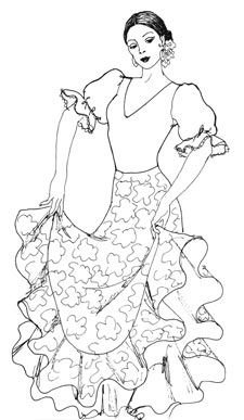 Испанский танец раскраска