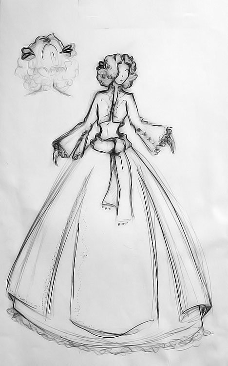 Девушка на балу рисунок
