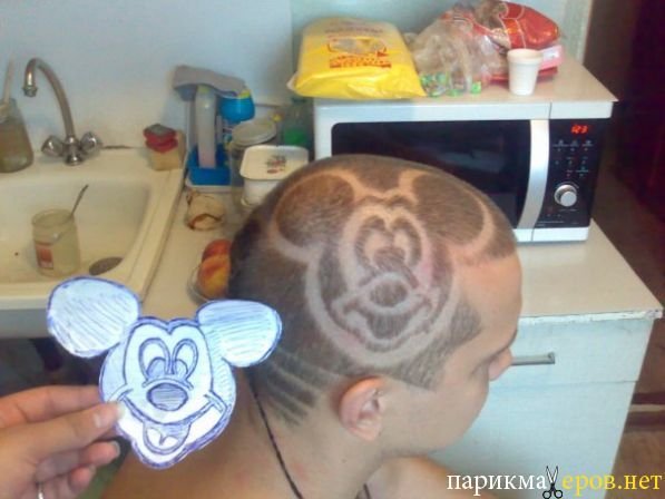 Выбривание рисунков на светлых волосах