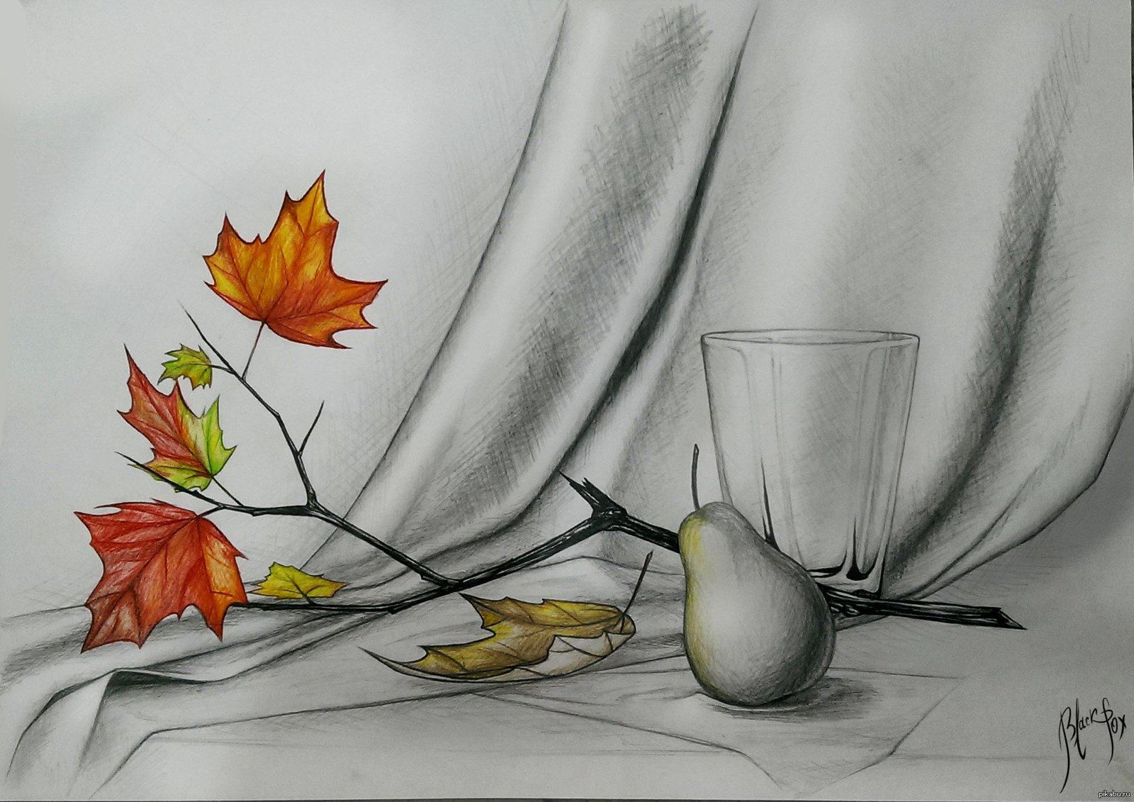 Рисунок осень карандашом для срисовки